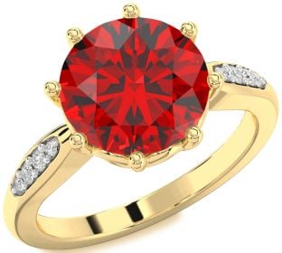 Diamond Ruby Gold Round Solitaire Engagement Ring