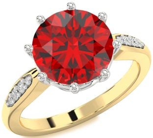 Diamond Ruby Platinum & Yellow Gold Round Solitaire Engagement Ring