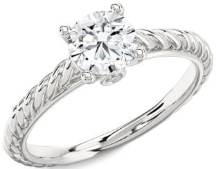 Diamond Platinum Knot Round Solitaire Engagement Ring