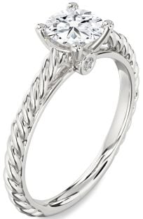 Diamond Platinum Knot Round Solitaire Engagement Ring