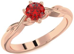 Ruby Rose Gold Knot Round Solitaire Engagement Ring