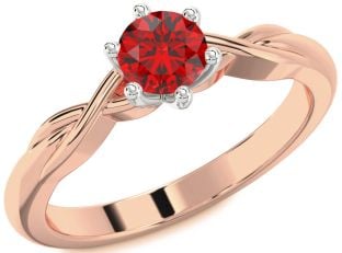 Ruby Platinum & Rose Gold Knot Round Solitaire Engagement Ring