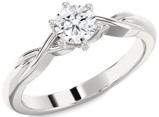 Diamond Silver Knot Round Solitaire Engagement Ring