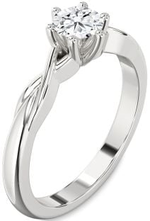 Diamond Silver Knot Round Solitaire Engagement Ring