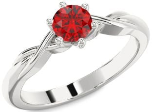 Ruby Platinum Knot Round Solitaire Engagement Ring