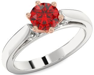 Ruby White Rose Gold Round Solitaire Engagement Ring