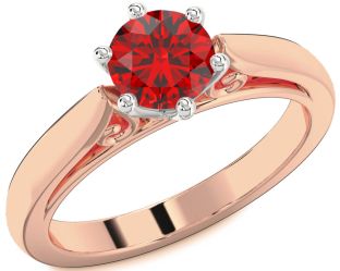 Ruby Platinum & Rose Gold Round Solitaire Engagement Ring