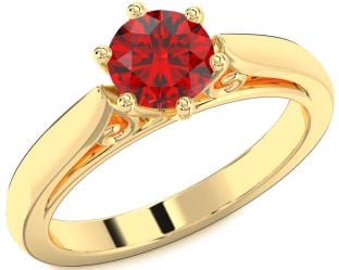 Ruby Gold Round Solitaire Engagement Ring