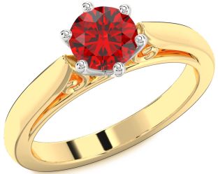 Ruby Platinum & Yellow Gold Round Solitaire Engagement Ring
