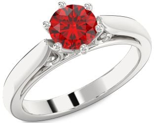 Ruby Platinum Round Solitaire Engagement Ring