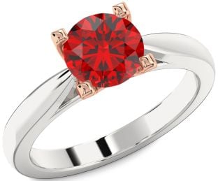 Ruby Platinum & Rose Gold Round Solitaire Engagement Ring