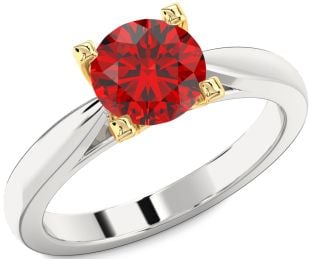Ruby Platinum & Yellow Gold Round Solitaire Engagement Ring