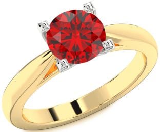 Ruby Platinum & Yellow Gold Round Solitaire Engagement Ring