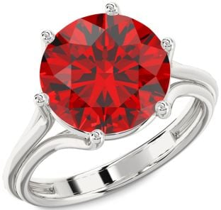 Ruby Platinum Round Solitaire Engagement Ring