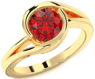 Ruby Gold Round Solitaire Engagement Ring