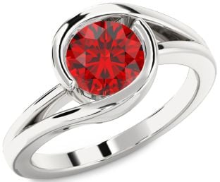 Ruby Platinum Round Solitaire Engagement Ring