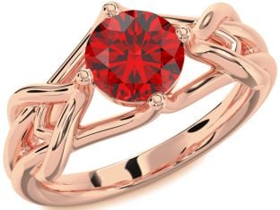 Ruby Rose Gold Knot Round Solitaire Engagement Ring