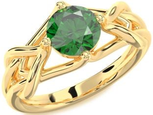 Emerald Gold Knot Round Solitaire Engagement Ring