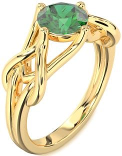 Emerald Gold Knot Round Solitaire Engagement Ring