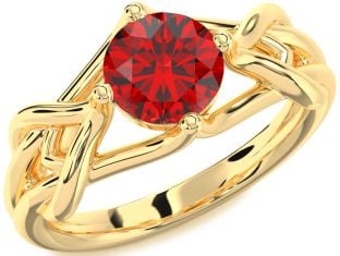 Ruby Gold Knot Round Solitaire Engagement Ring