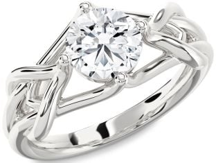 Diamond Platinum Knot Round Solitaire Engagement Ring