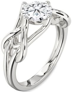 Diamond Platinum Knot Round Solitaire Engagement Ring
