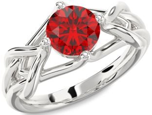 Ruby Platinum Knot Round Solitaire Engagement Ring