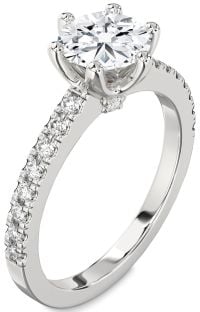 Diamond White Gold Round Solitaire Pave Engagement Ring