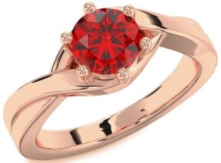 Ruby Rose Gold Round Solitaire Engagement Ring