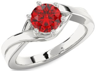 Ruby Platinum Round Solitaire Engagement Ring