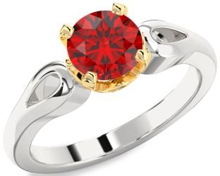 Ruby Platinum & Yellow Gold Round Solitaire Engagement Ring