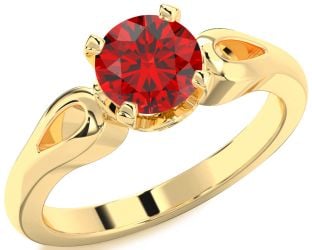 Ruby Gold Round Solitaire Engagement Ring