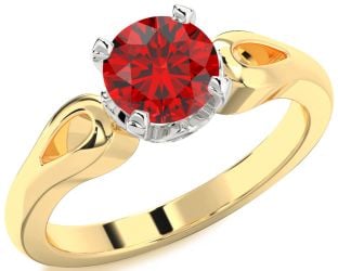 Ruby Platinum & Yellow Gold Round Solitaire Engagement Ring