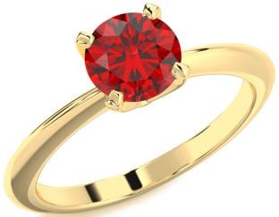Ruby Gold Round Solitaire Engagement Ring