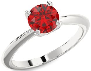 Ruby Platinum Round Solitaire Engagement Ring