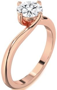 Diamond Rose Gold Silver Round Solitaire Engagement Ring