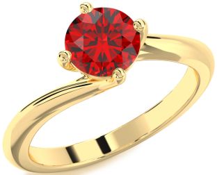 Ruby Gold Round Solitaire Engagement Ring