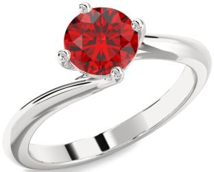 Ruby Platinum Round Solitaire Engagement Ring
