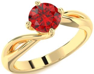 Ruby Gold Round Solitaire Engagement Ring