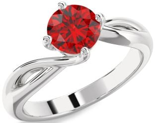 Ruby Platinum Round Solitaire Engagement Ring