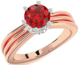 Ruby Platinum & Rose Gold Round Solitaire Engagement Ring