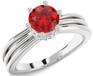 Ruby Platinum Round Solitaire Engagement Ring