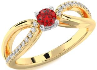 Diamond Ruby Gold Silver Round Promise Ring