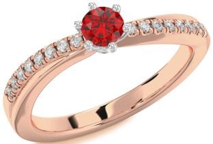 Diamond Ruby Platinum & Rose Gold Round Promise Ring
