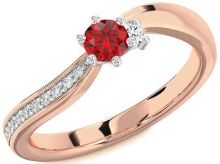 Diamond Ruby Platinum & Rose Gold Round Pave Promise Ring