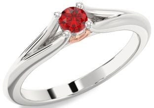 Ruby Platinum & Rose Gold Round Promise Ring