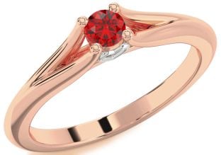 Ruby Platinum & Rose Gold Round Promise Ring