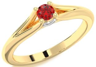 Ruby Gold Silver Round Promise Ring