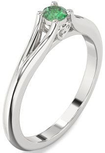 Emerald Platinum Round Promise Ring