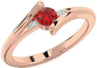 Diamond Ruby Rose Gold Round Promise Ring